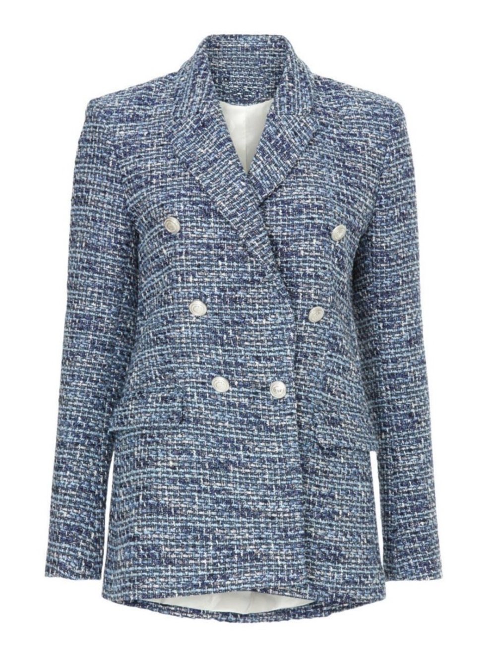 Maje Blue Tweed Double-Breasted Blazer size 42/10